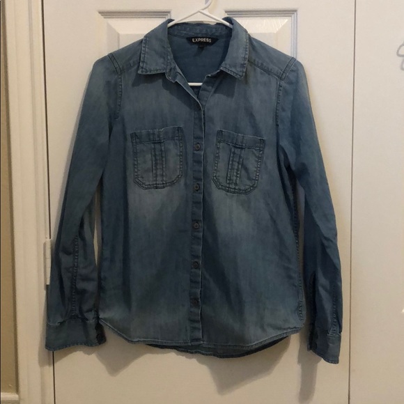 Express Tops - Express Chambray Button Up Shirt